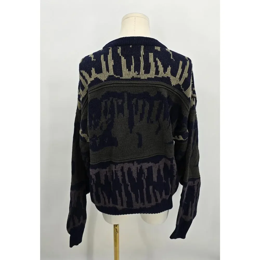 Vintage Sasson Retro Grunge Abstract Knit Sweater (XL)